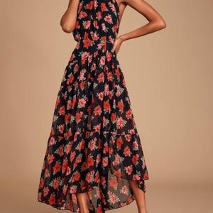 Lulus Black and red floral dress